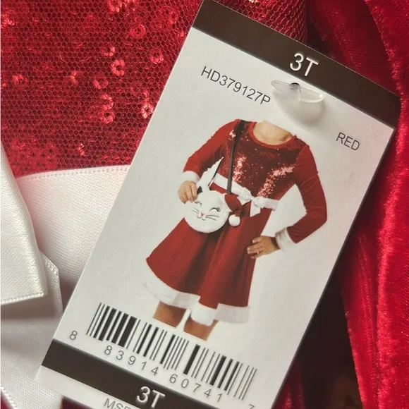 Elegant Red Sequin Kids Dress - Picture 1 of 2